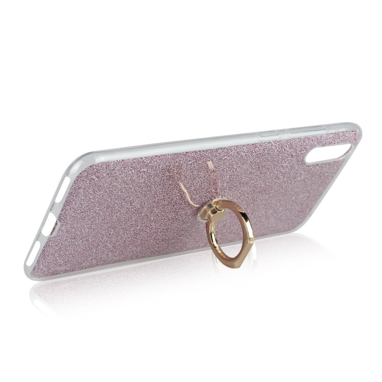 Glittery Powder Shockproof TPU Protective Case for Huawei Enjoy 9, with 360 Degree Rotation Ring Holder