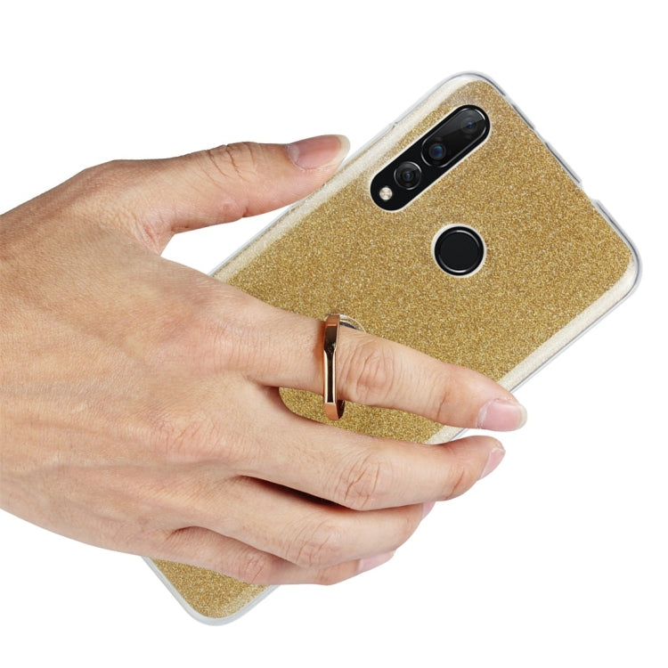 Glittery Powder Shockproof TPU Protective Case for Huawei Nova 4, with 360 Degree Rotation Ring Holder