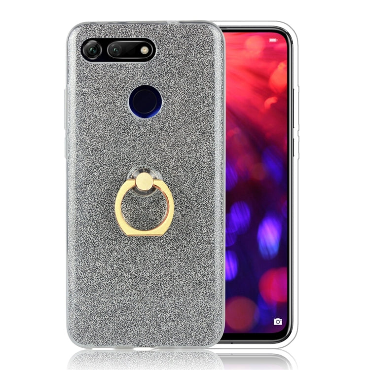 Glittery Powder Shockproof TPU Protective Case for Huawei Honor View 20, with 360 Degree Rotation Ring Holder