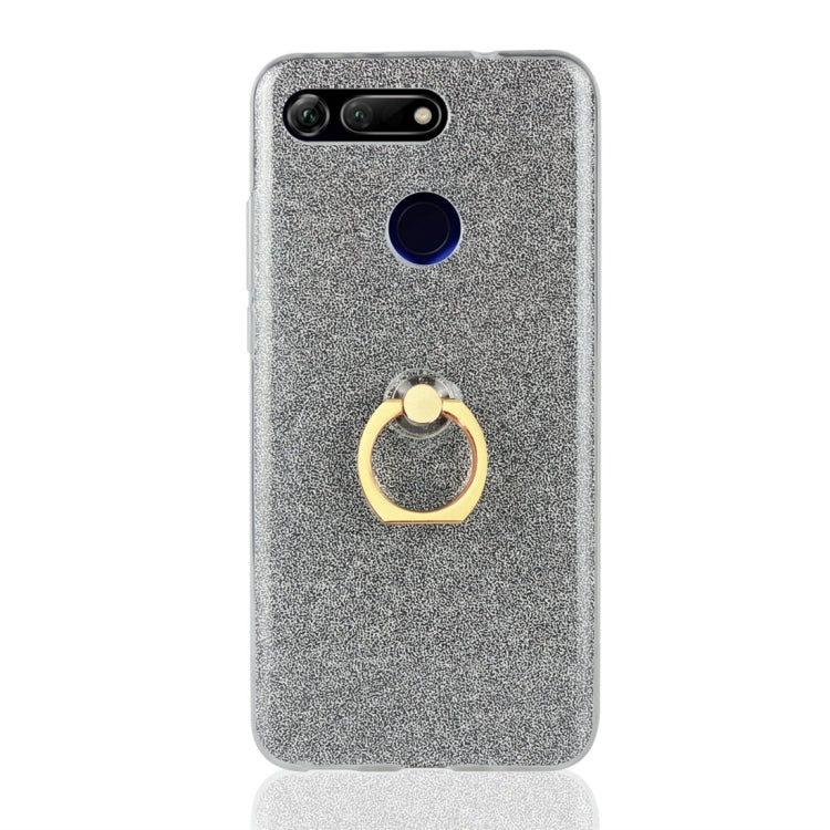 Glittery Powder Shockproof TPU Protective Case for Huawei Honor View 20, with 360 Degree Rotation Ring Holder