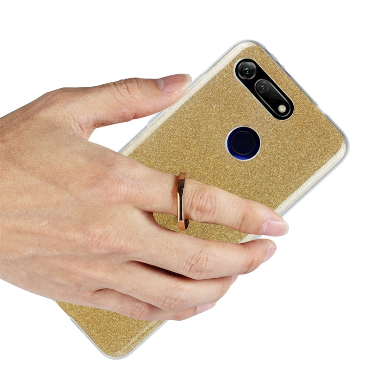 Glittery Powder Shockproof TPU Protective Case for Huawei Honor View 20, with 360 Degree Rotation Ring Holder