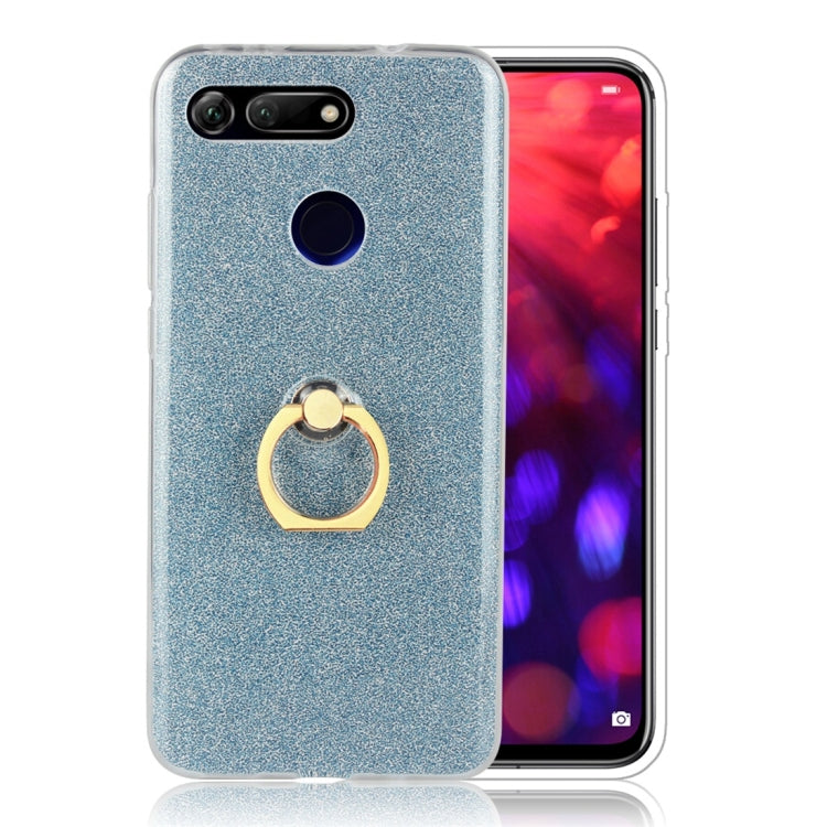 Glittery Powder Shockproof TPU Protective Case for Huawei Honor View 20, with 360 Degree Rotation Ring Holder