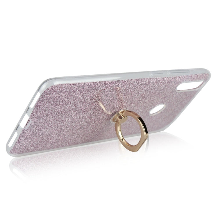 Glittery Powder Shockproof TPU Protective Case for Huawei Y7 (2019), with 360 Degree Rotation Ring Holder