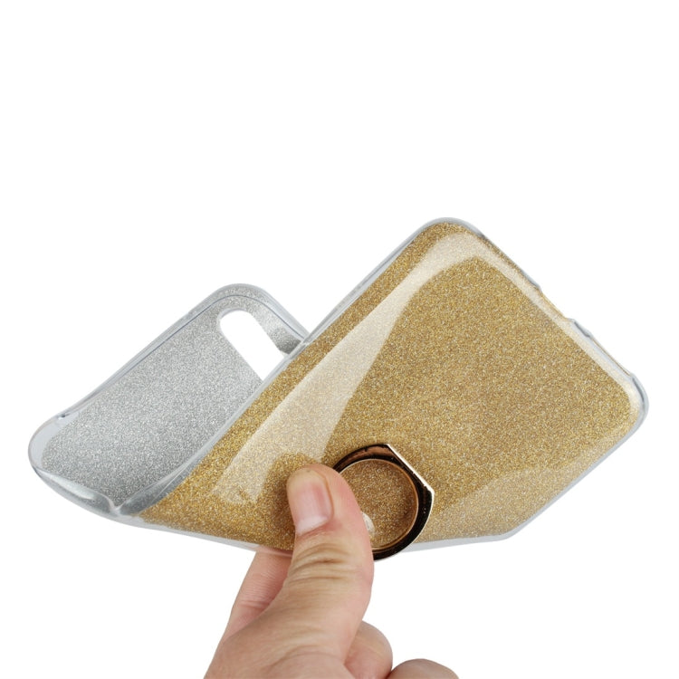 Glittery Powder Shockproof TPU Protective Case for Huawei Y7 (2019), with 360 Degree Rotation Ring Holder