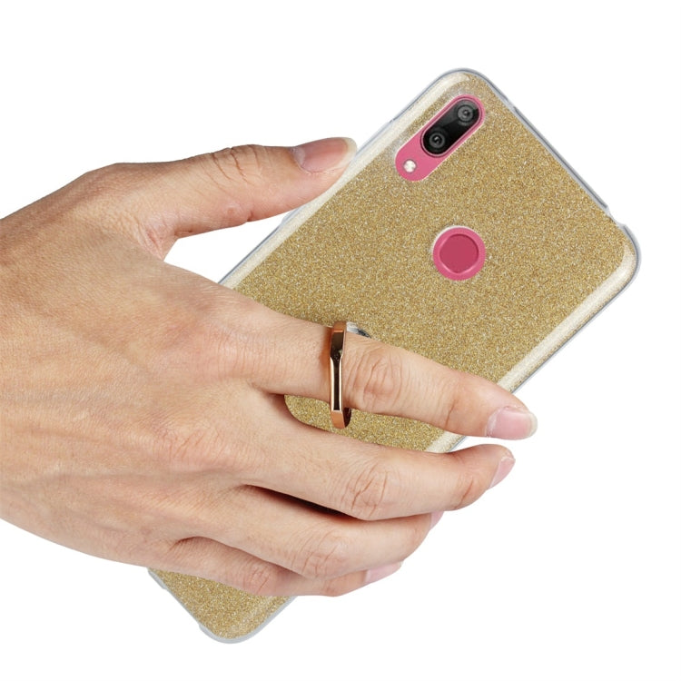Glittery Powder Shockproof TPU Protective Case for Huawei Y7 (2019), with 360 Degree Rotation Ring Holder
