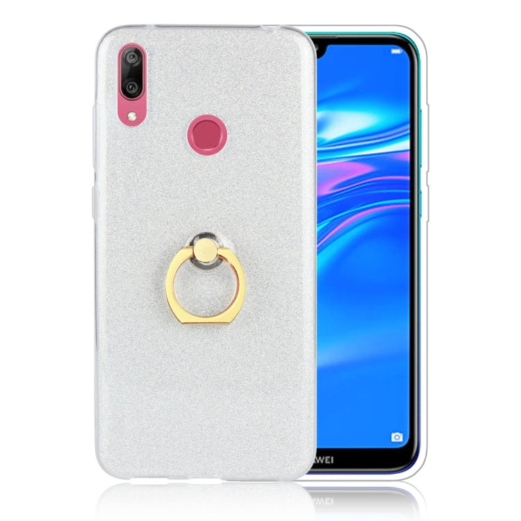 Glittery Powder Shockproof TPU Protective Case for Huawei Y7 (2019), with 360 Degree Rotation Ring Holder
