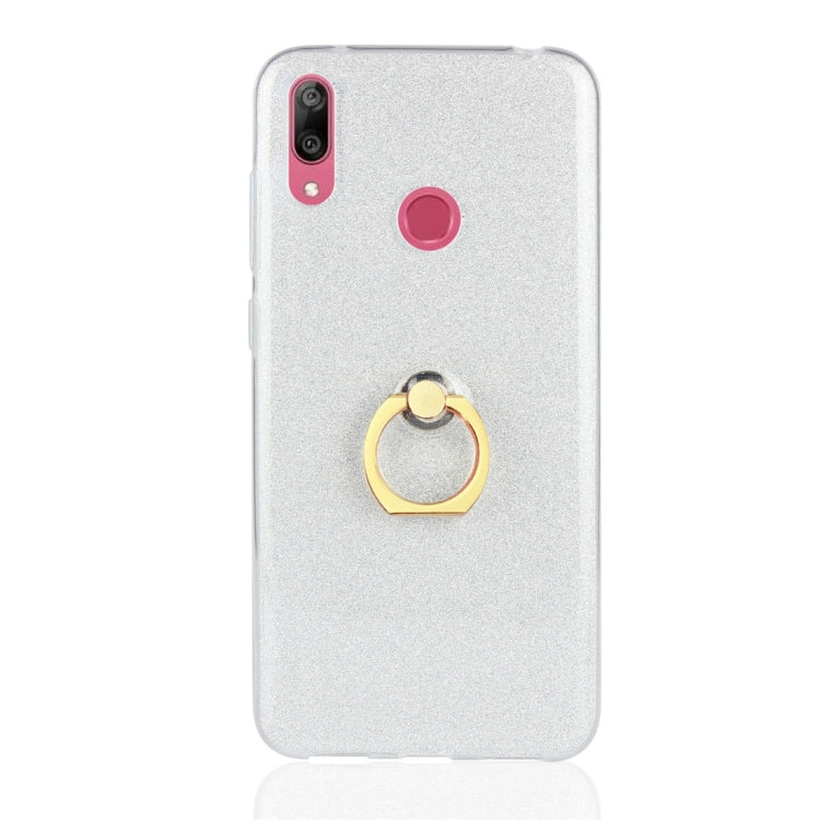 Glittery Powder Shockproof TPU Protective Case for Huawei Y7 (2019), with 360 Degree Rotation Ring Holder