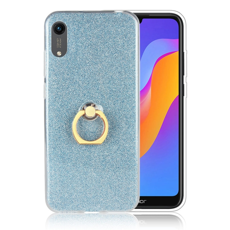 Glittery Powder Shockproof TPU Protective Case for Huawei Honor Play 8A, with 360 Degree Rotation Ring Holder