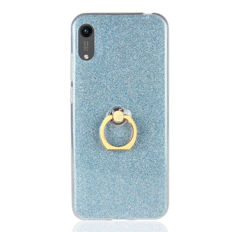 Glittery Powder Shockproof TPU Protective Case for Huawei Honor Play 8A, with 360 Degree Rotation Ring Holder