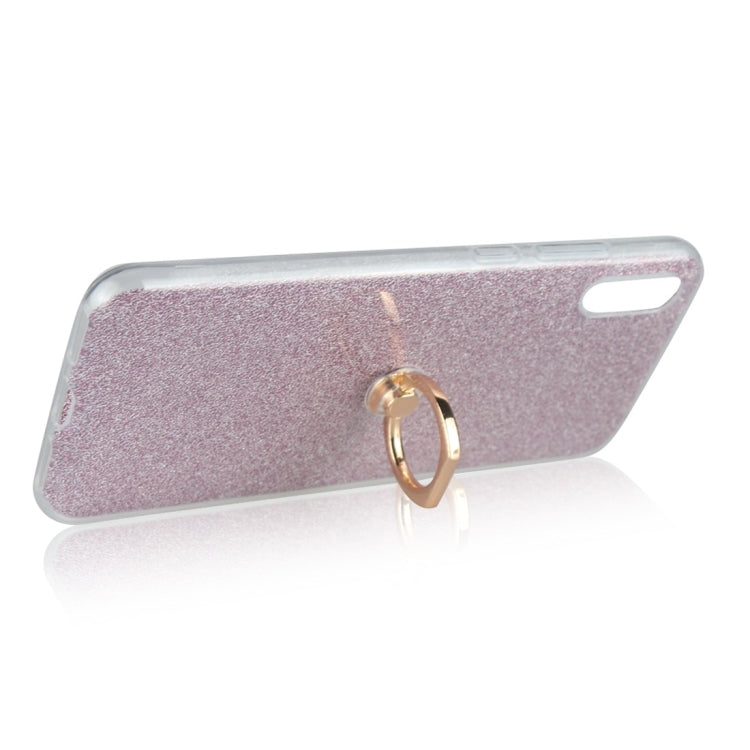 Glittery Powder Shockproof TPU Protective Case for Huawei Honor Play 8A, with 360 Degree Rotation Ring Holder