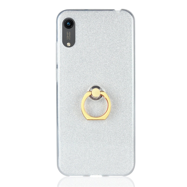 Glittery Powder Shockproof TPU Protective Case for Huawei Honor Play 8A, with 360 Degree Rotation Ring Holder