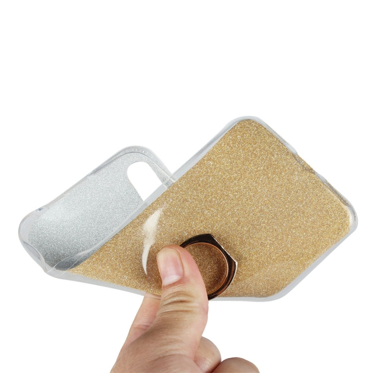 Glittery Powder Shockproof TPU Protective Case for Huawei Honor Play 8A, with 360 Degree Rotation Ring Holder