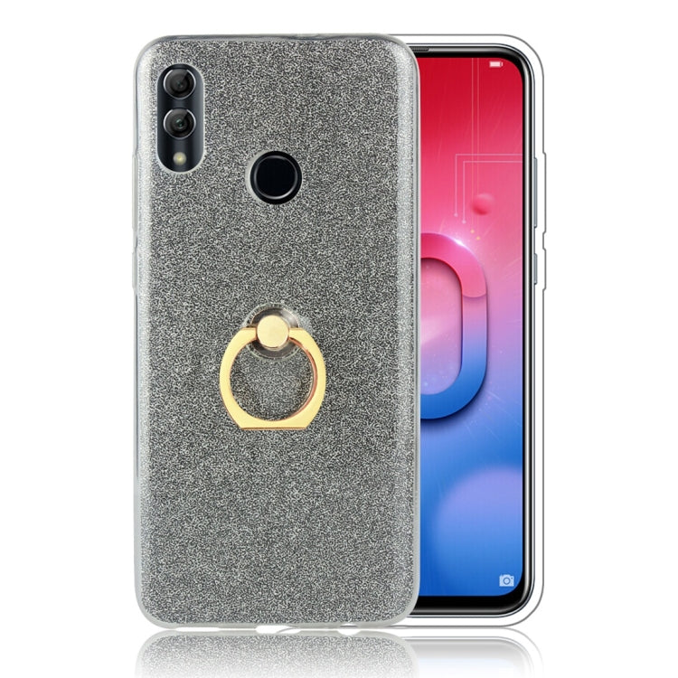 Glittery Powder Shockproof TPU Protective Case for Huawei Honor 10 Lite, with 360 Degree Rotation Ring Holder