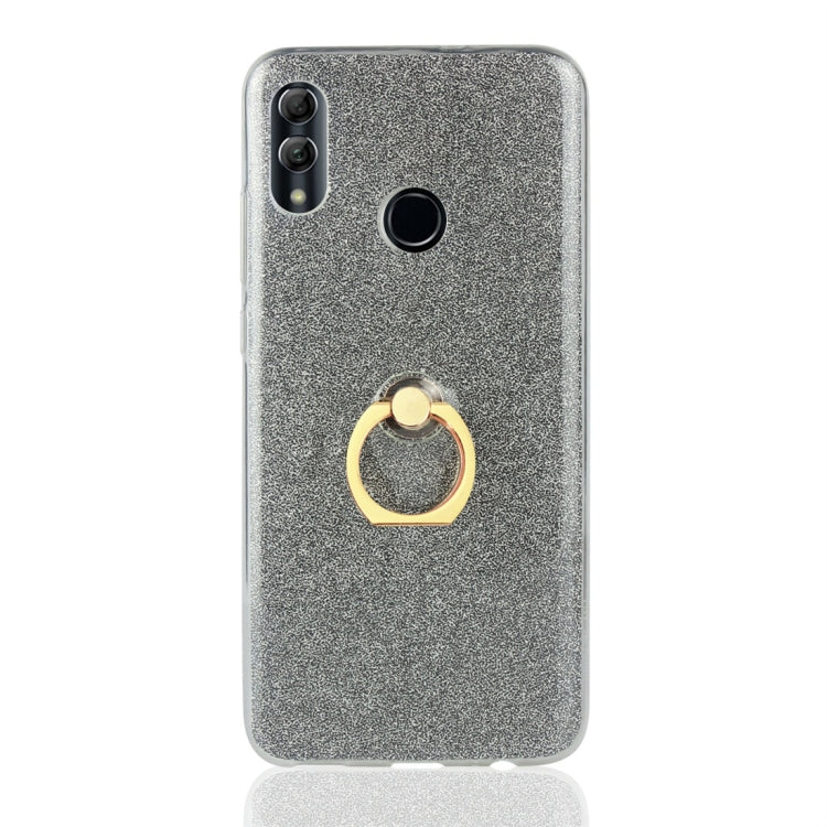 Glittery Powder Shockproof TPU Protective Case for Huawei Honor 10 Lite, with 360 Degree Rotation Ring Holder