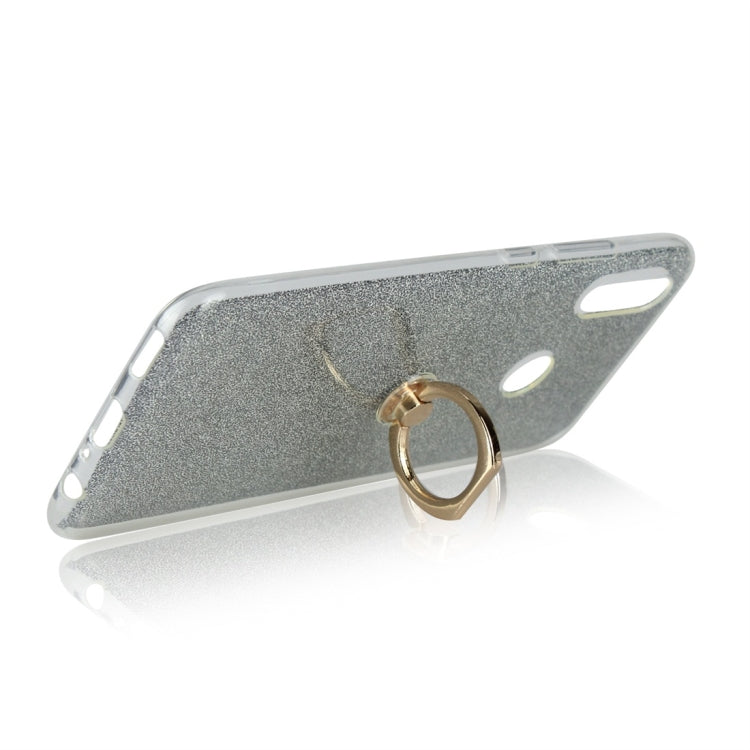 Glittery Powder Shockproof TPU Protective Case for Huawei Honor 10 Lite, with 360 Degree Rotation Ring Holder