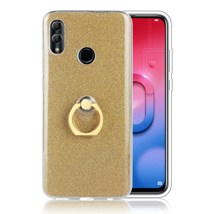 Glittery Powder Shockproof TPU Protective Case for Huawei Honor 10 Lite, with 360 Degree Rotation Ring Holder