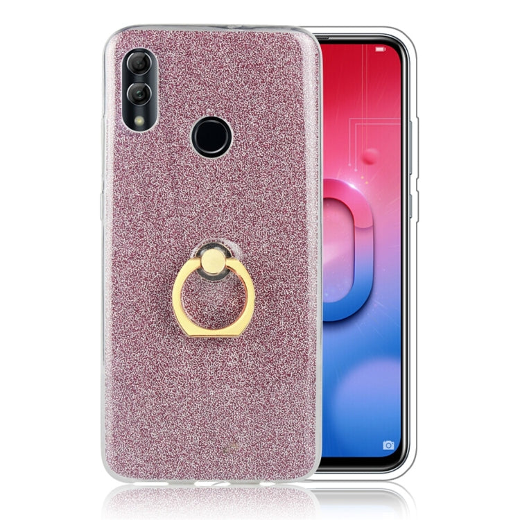 Glittery Powder Shockproof TPU Protective Case for Huawei Honor 10 Lite, with 360 Degree Rotation Ring Holder