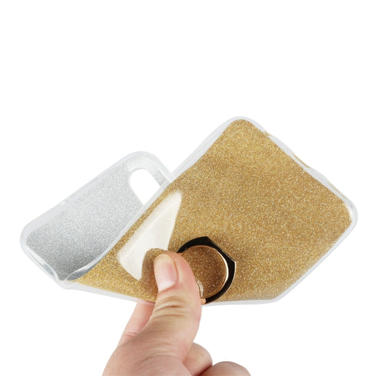 Glittery Powder Shockproof TPU Protective Case for Huawei Honor 10 Lite, with 360 Degree Rotation Ring Holder