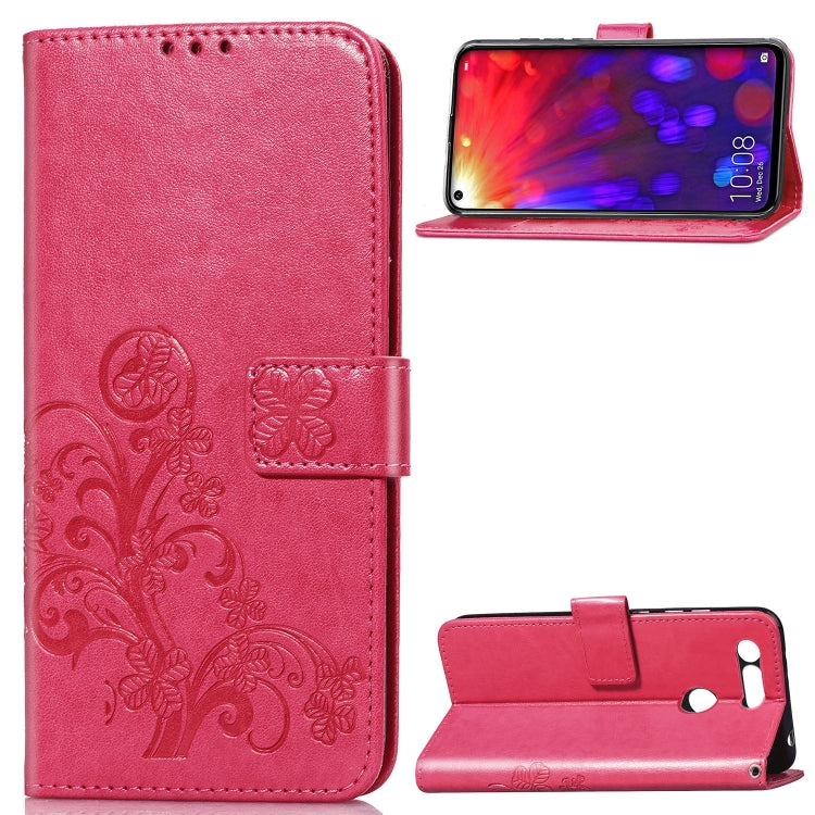 Lucky Clover Pressed Flowers Pattern Leather Case for Huawei V20, with Holder & Card Slots & Wallet & Hand Strap