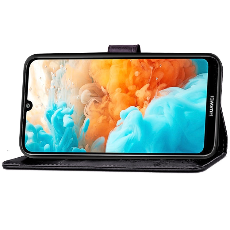 Lucky Clover Pressed Flowers Pattern Leather Case for Huawei Y6 2019, with Holder & Card Slots & Wallet & Hand Strap