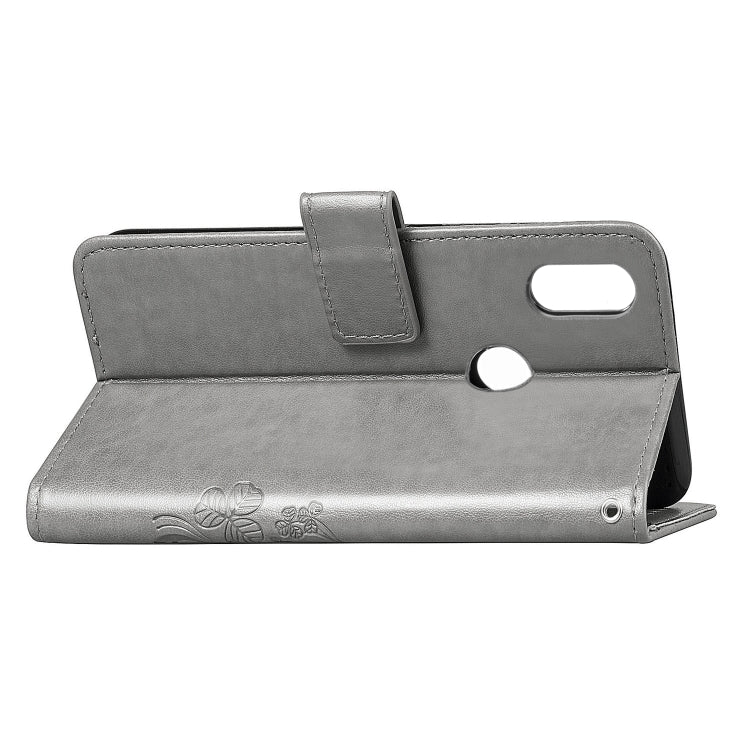 Lucky Clover Pressed Flowers Pattern Leather Case for Huawei Y6 2019, with Holder & Card Slots & Wallet & Hand Strap