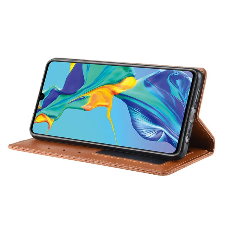Magnetic Buckle Retro Crazy Horse Texture Horizontal Flip Leather Case for Huawei P30, with Holder & Card Slots & Photo Frame