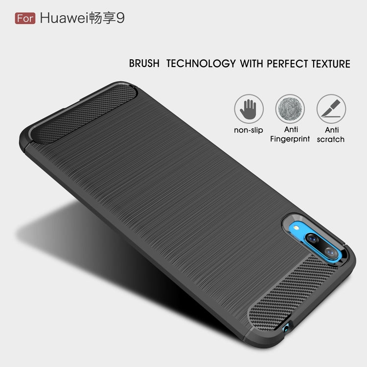 Brushed Texture Carbon Fiber Shockproof TPU Case for Huawei Enjoy 9
