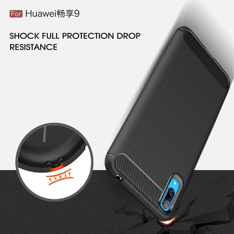 Brushed Texture Carbon Fiber Shockproof TPU Case for Huawei Enjoy 9