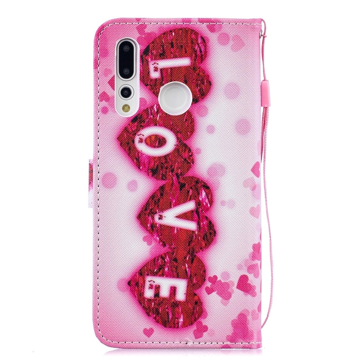 Love Pattern Horizontal Flip Leather Case for Huawei Nova 4, with Holder & Card Slots & Wallet