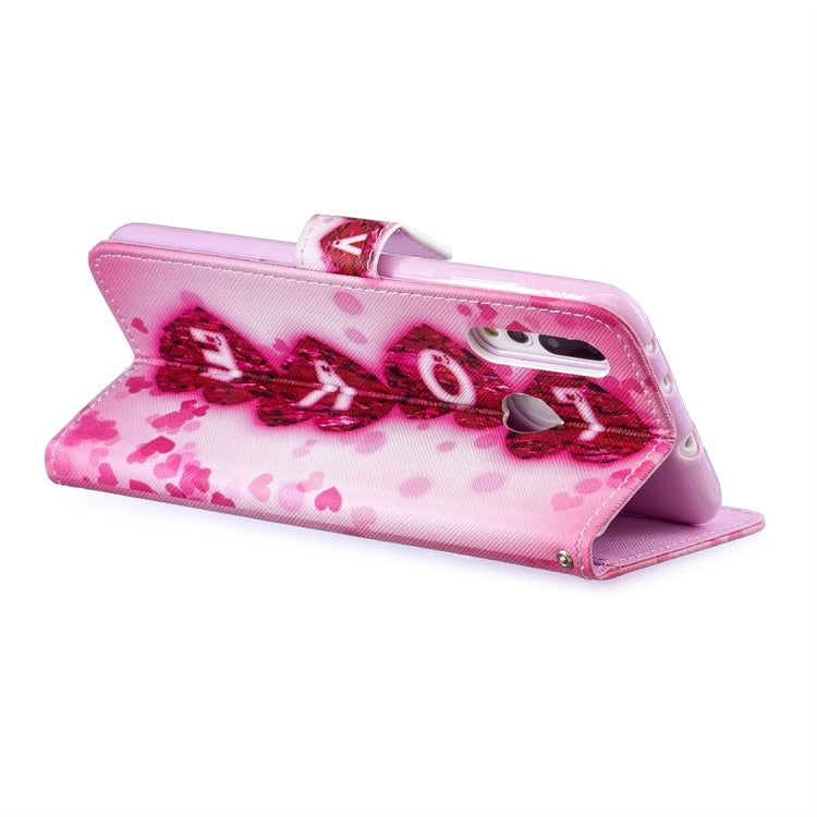 Love Pattern Horizontal Flip Leather Case for Huawei Nova 4, with Holder & Card Slots & Wallet