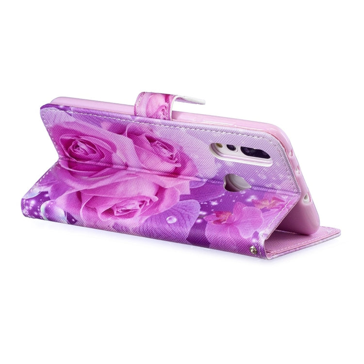 Rose Pattern Horizontal Flip Leather Case for Huawei Nova 4, with Holder & Card Slots & Wallet