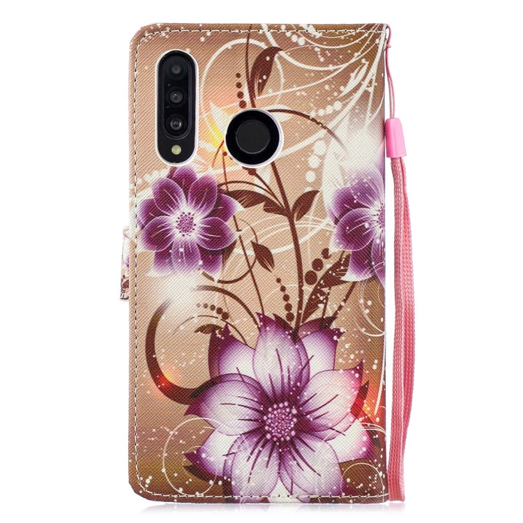 Lotus Pattern Horizontal Flip Leather Case for Huawei P30 Lite, with Holder & Card Slots & Wallet