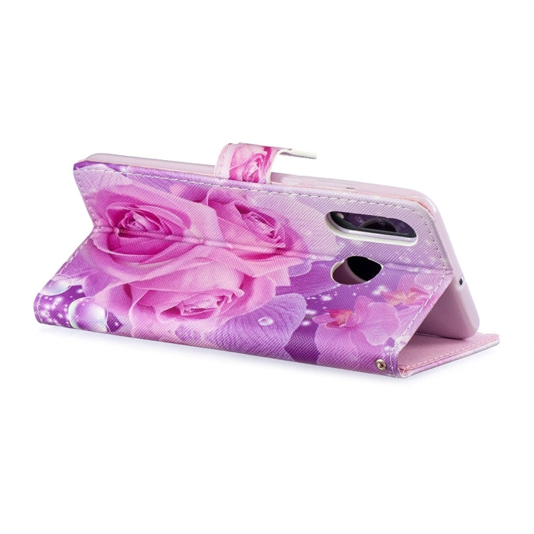 Rose Pattern Horizontal Flip Leather Case for Huawei P30 Lite, with Holder & Card Slots & Wallet
