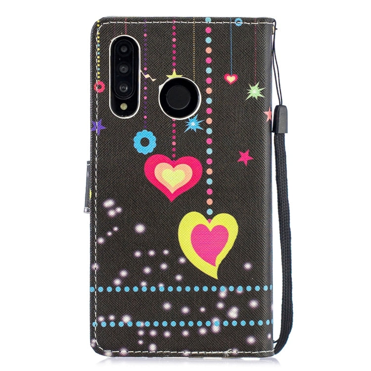 Colorful Heart Pattern Horizontal Flip Leather Case for Huawei P30 Lite, with Holder & Card Slots & Wallet