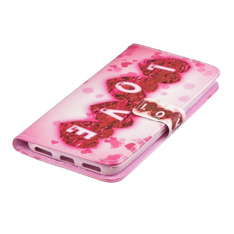 Love Pattern Horizontal Flip Leather Case for Huawei Y6 Pro (2019), with Holder & Card Slots & Wallet
