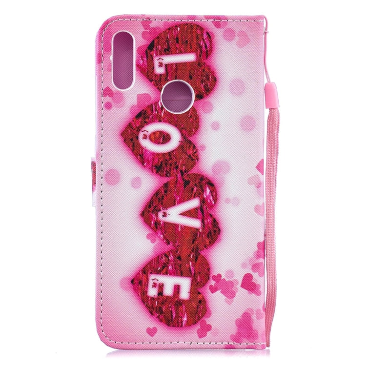 Love Pattern Horizontal Flip Leather Case for Huawei Y7 (2019), with Holder & Card Slots & Wallet
