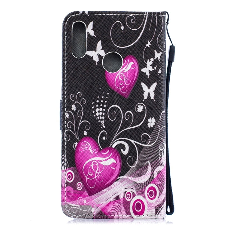 Little Peach Heart Pattern Horizontal Flip Leather Case for Huawei Y7 (2019), with Holder & Card Slots & Wallet