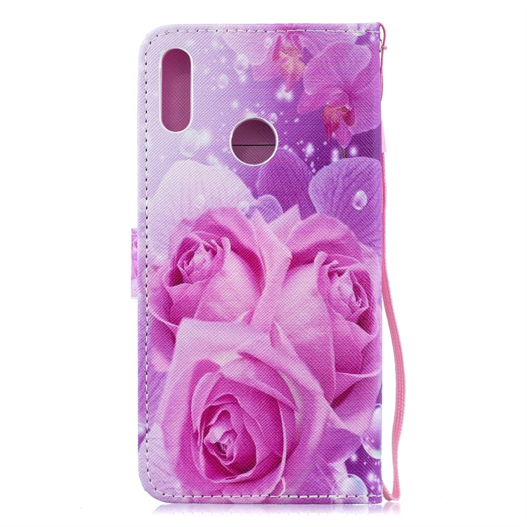 Rose Pattern Horizontal Flip Leather Case for Huawei Y7 (2019), with Holder & Card Slots & Wallet