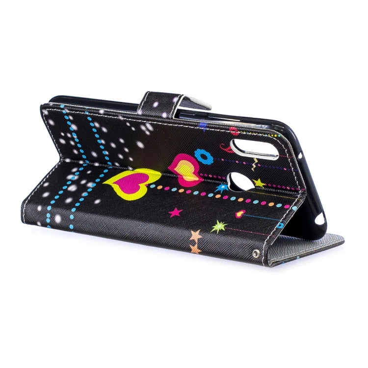 Colorful Heart Pattern Horizontal Flip Leather Case for Huawei Y7 (2019), with Holder & Card Slots & Wallet