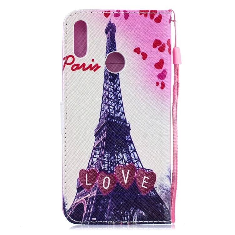 Love Tower Pattern Horizontal Flip Leather Case for Huawei Y7 (2019), with Holder & Card Slots & Wallet