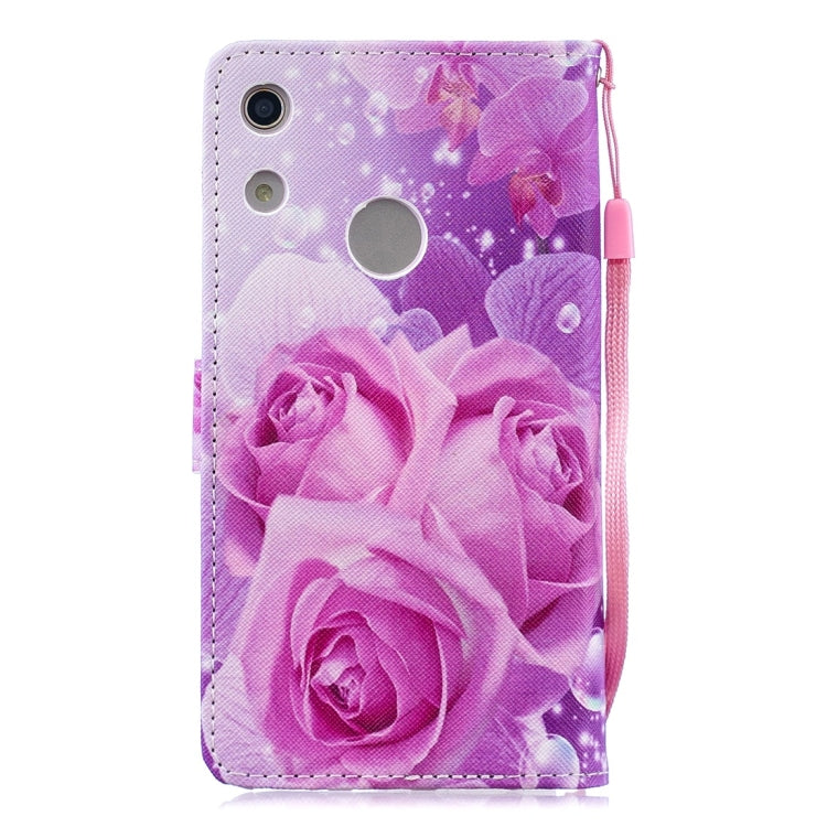 Rose Pattern Horizontal Flip Leather Case for Huawei Honor Play 8A, with Holder & Card Slots & Wallet