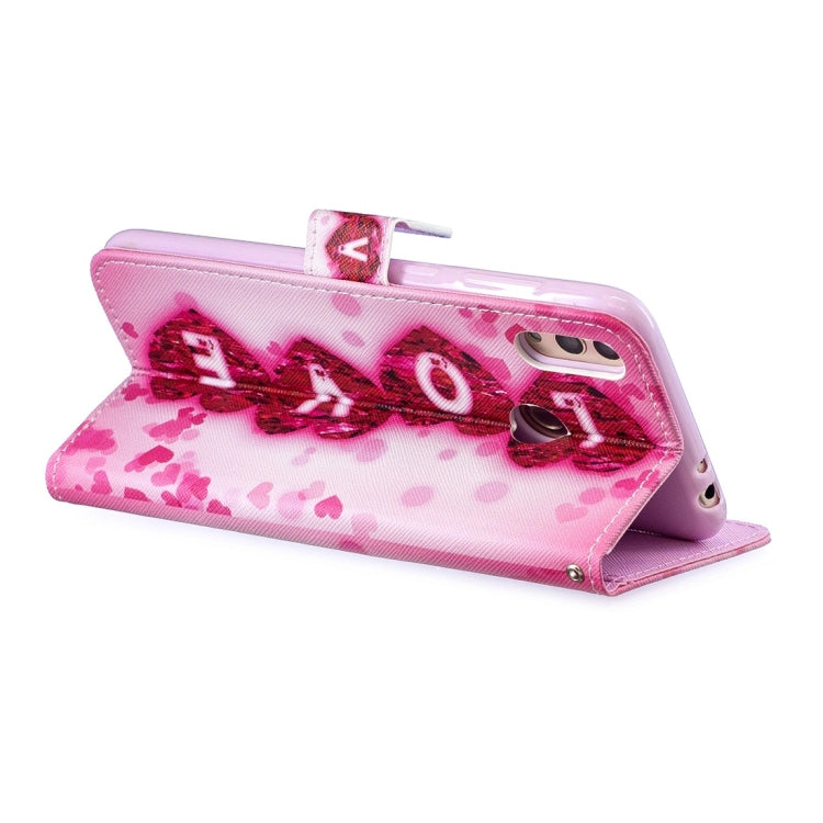 Love Pattern Horizontal Flip Leather Case for Huawei Honor 8C, with Holder & Card Slots & Wallet