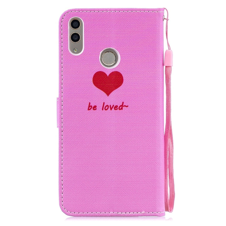 Heart Pattern Horizontal Flip Leather Case for Huawei Honor 8C, with Holder & Card Slots & Wallet