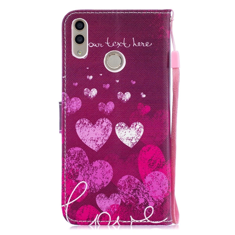 Letter Heart Pattern Horizontal Flip Leather Case for Huawei Honor 8C, with Holder & Card Slots & Wallet