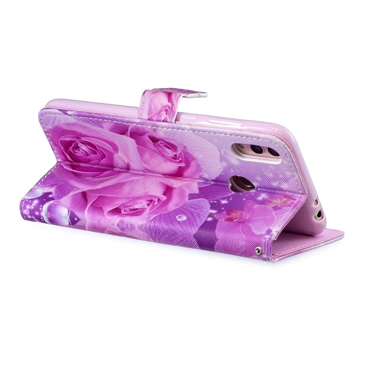 Rose Pattern Horizontal Flip Leather Case for Huawei Honor 8C, with Holder & Card Slots & Wallet