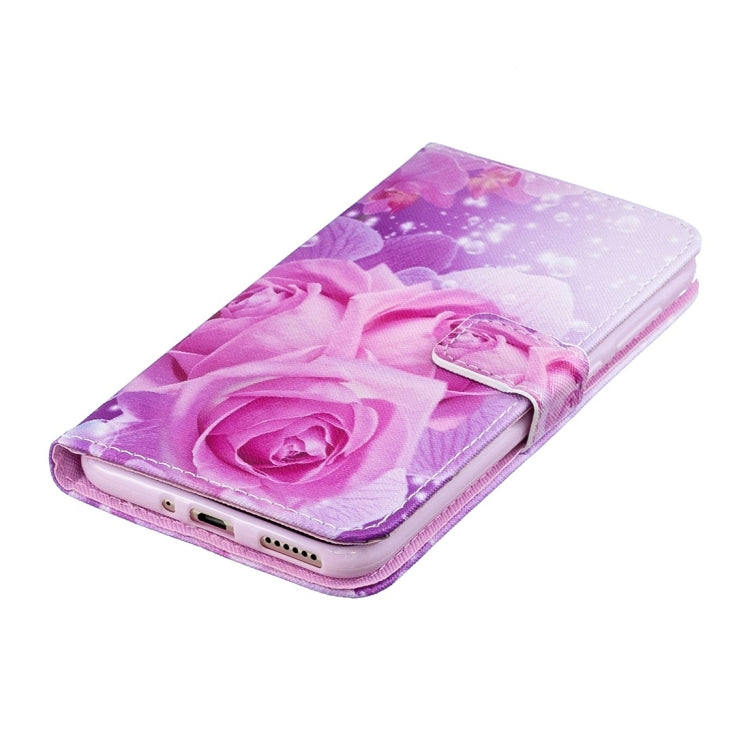 Rose Pattern Horizontal Flip Leather Case for Huawei Honor 8C, with Holder & Card Slots & Wallet