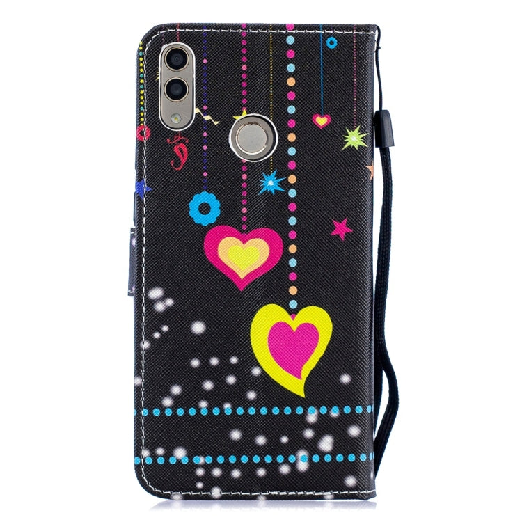 Colorful Heart Pattern Horizontal Flip Leather Case for Huawei Honor 8C, with Holder & Card Slots & Wallet