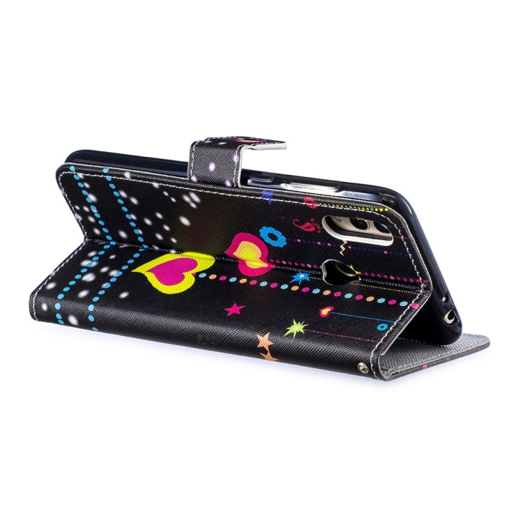 Colorful Heart Pattern Horizontal Flip Leather Case for Huawei Honor 8C, with Holder & Card Slots & Wallet