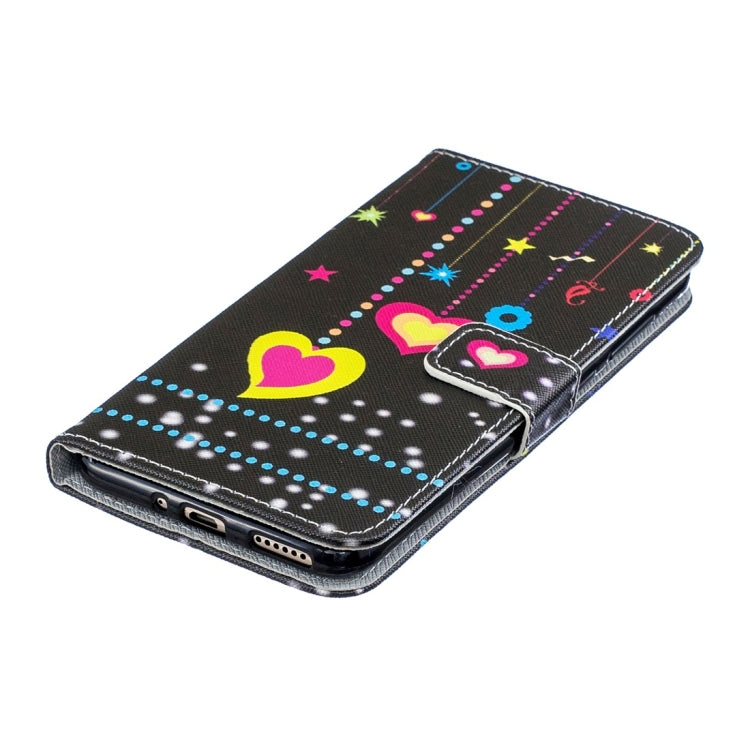 Colorful Heart Pattern Horizontal Flip Leather Case for Huawei Honor 8C, with Holder & Card Slots & Wallet