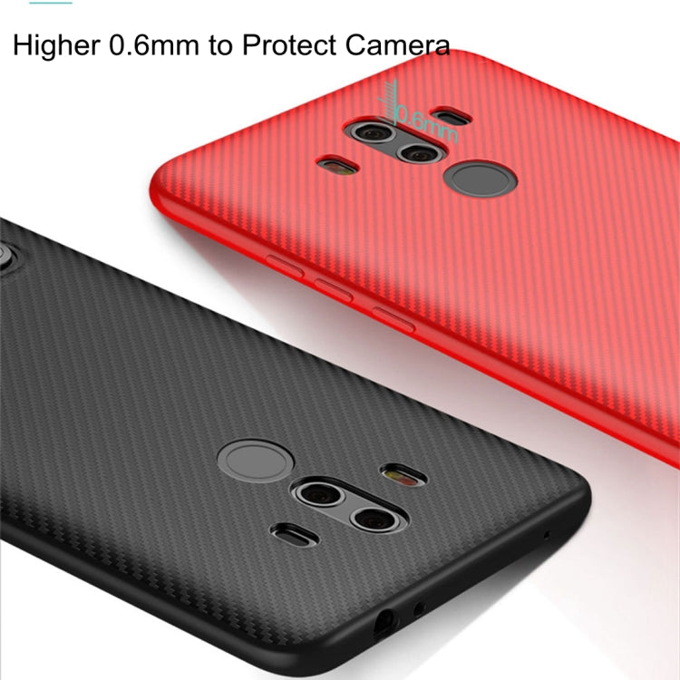 TOTUDESIGN for  Huawei Mate 10 Pro Carbon Fiber Texture TPU Anti-slip Protective Back Cover Case with Holder